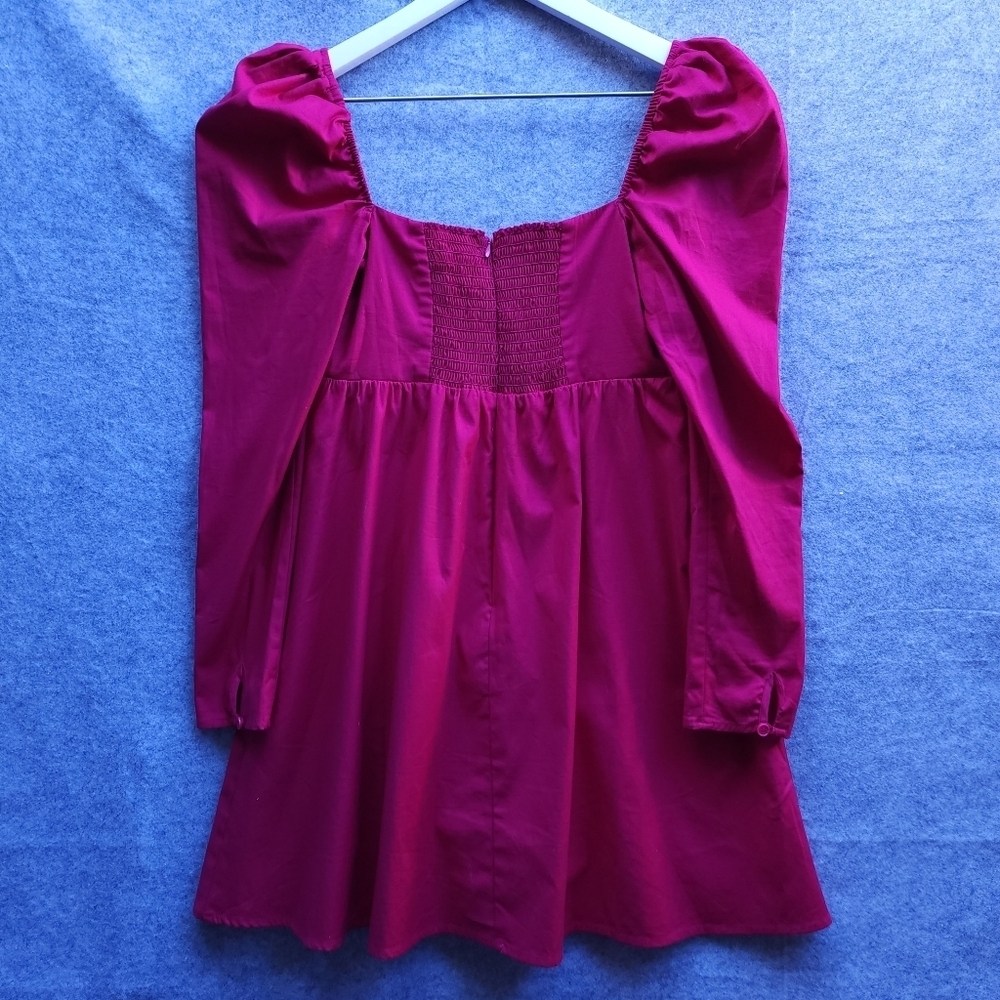 Reformation Kenzi Babydoll Sweatheart Neckline Mini Dress Rhubarb Pink Feminine - Picture 5 of 9